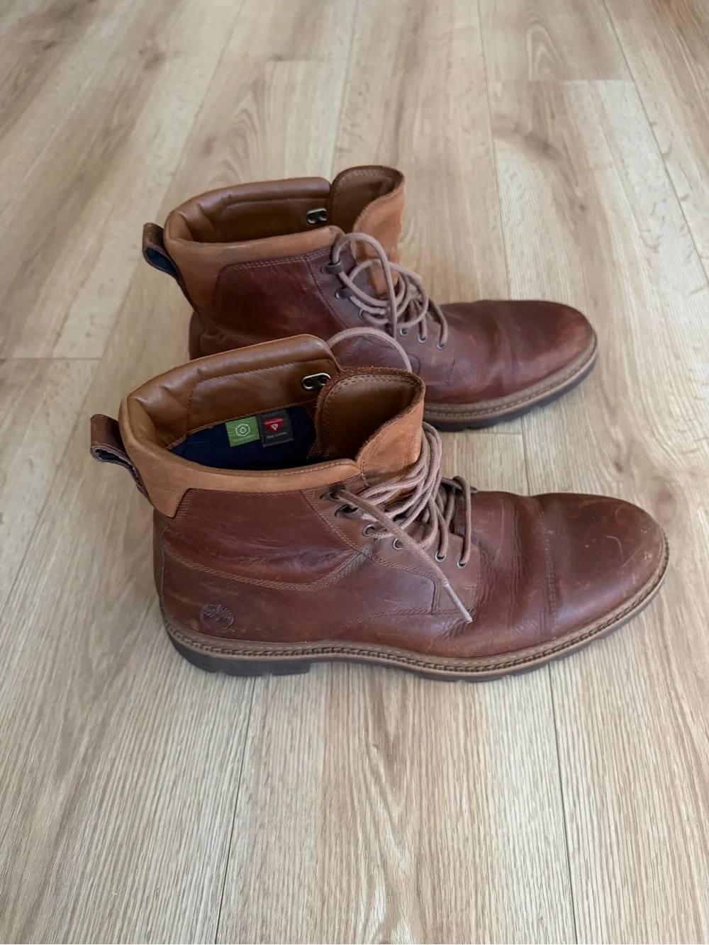Timberland Brown Leather Lace-Up Work Boots with Padded Collar